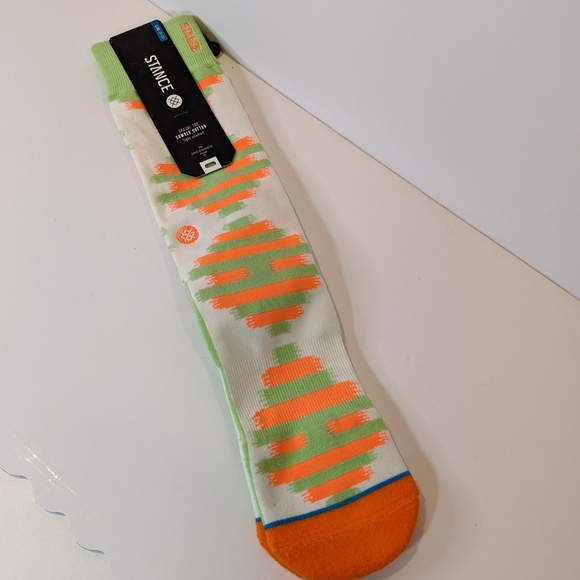 Men's L 9-13 Stance Socks New Orange Pale Green - Picture 5 of 5